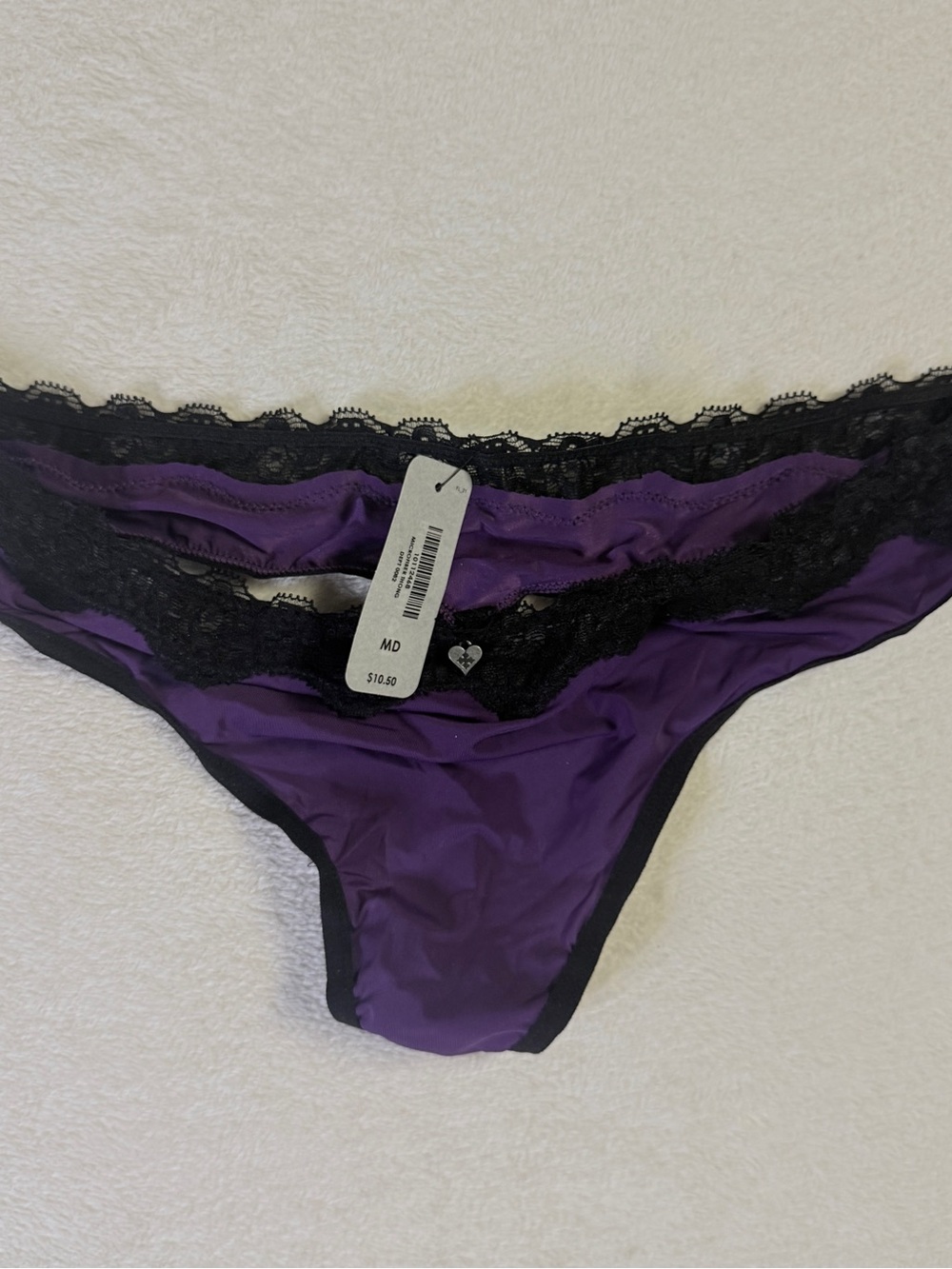 Blackheart Purple Bikini Panty with Black Lace Trim